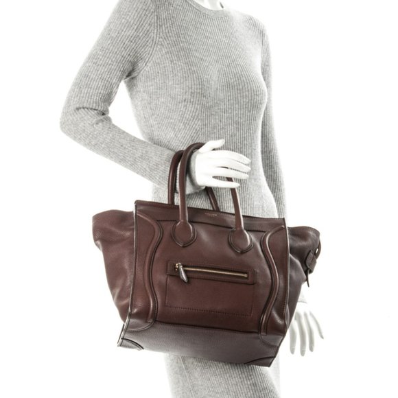 Celine Handbags - authentic CELINE Tote Bag Deep Brown Leather